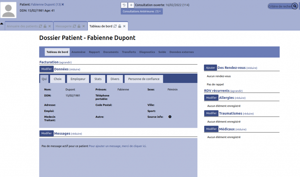 logiciel osteopathe - Dossier Patient Osteopathe